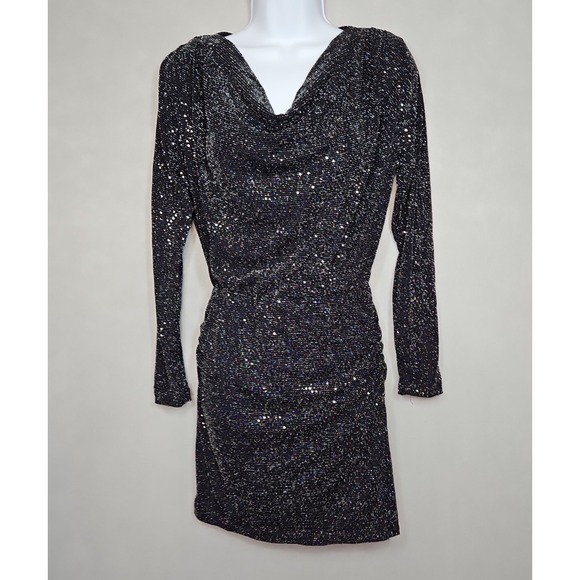 Fraiche By J Dresses & Skirts - Fraiche By J Womens Black Sequin Cowl Neck Mini Dress Size Small NWT